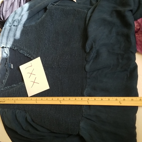 New Old Navy Dress Tencel Chambray Boho Flare Vneck Tiered Swing  Ruched Blouson - Picture 15 of 15